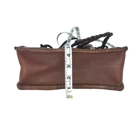 Brown Leather Southwestern Shoulder Bag Two Handle Concho Handmade Morocco - Picture 9 of 15